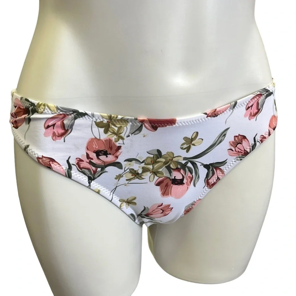 YELLOW Off The Shoulder Ruffle Bikini Floral Bottoms Medium NWT Cupshe Envya